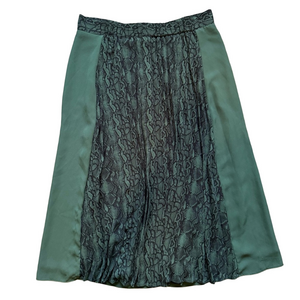 Simons Black and Green Knee-Length A-Line Skirt